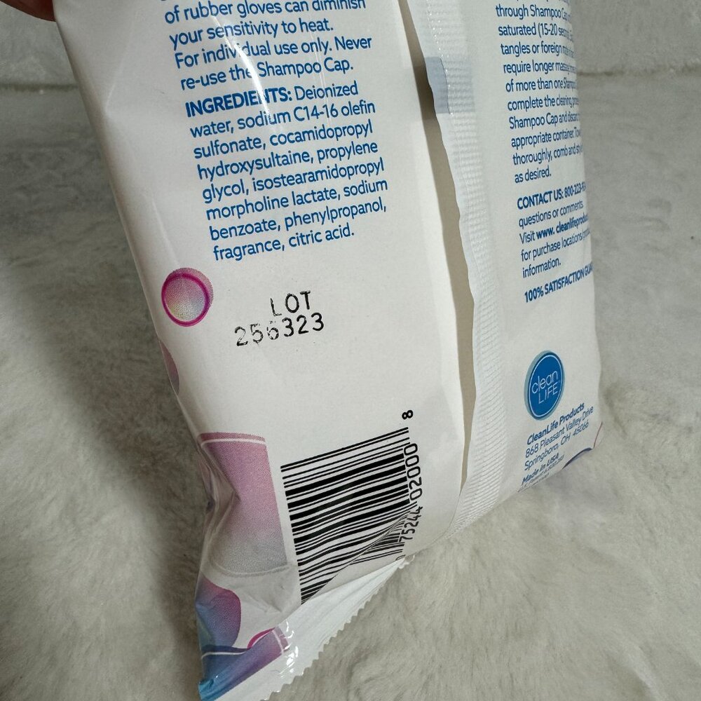 Cleanlife No Rinse Shampoo Cap Lot of 6 Packages new - Picture 3 of 6